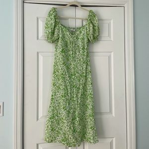 Faithful the brand green and white floral print midi dress